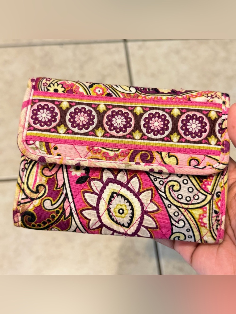 Vera Bradley Pink Paisley Fold-Over Wallet
